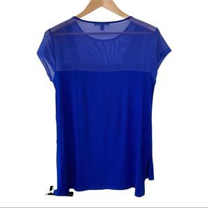 Cable & Gauge Blue Mesh Neck Short Sleeve Tee